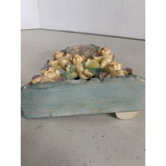 Vintage Flying Pig Cherub Angel Cloud Desk Clock Whimsical Kitsch Decor Untested - Picture 5 of 5